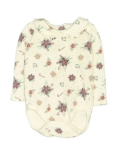 Pre-owned Play Baby Babies' Long Sleeve Onesie In White