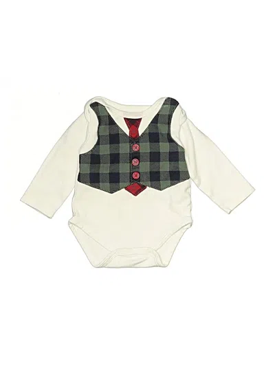 Pre-owned Play Baby Babies' Long Sleeve Onesie In White