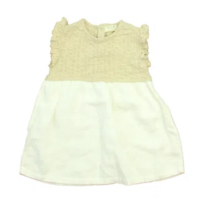 Pre-owned Play Up Kids' Girls Taupe White Dress In Beige