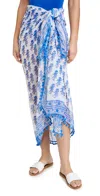 Playa Lucila Border Print Sarong In Blue