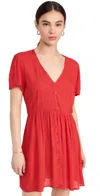 PLAYA LUCILA BUTTON MINI DRESS RED