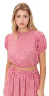 Playa Lucila Crew Top Red Gingham In Red Gingham