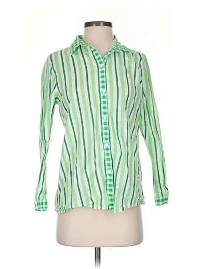 Pre-owned Playa Lucila Long Sleeve Button Down Shirt In Green