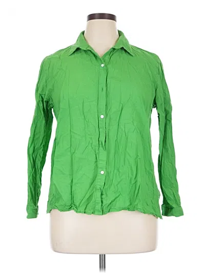 Pre-owned Playa Lucila Long Sleeve Button Down Shirt In Green