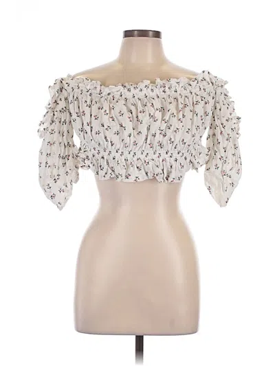 Pre-owned Playa Lucila Short Sleeve Blouse In Silver