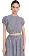 Playa Lucila Short Sleeve Top Black Gingham In Black Gingham