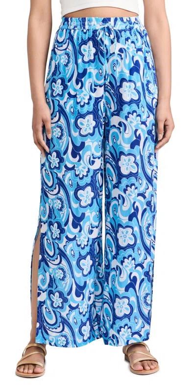 Playa Lucila Slit Trousers Blue Paisley