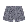 Playaluxe Men's Black / Grey Tulum Volley Swim Trunk Snake In Black/grey
