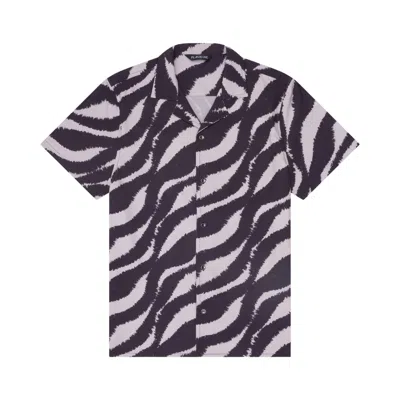 Playaluxe Men's Black / Neutrals Saint Tropez Cabana Shirt Black Wave