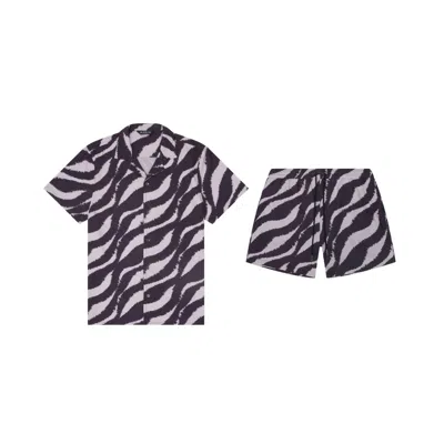 Playaluxe Men's Black / White Saint Tropez Cabana Set Black Wave In Multi