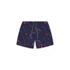 Playaluxe Men's Blue Tulum Volley Swim Trunk Navy Palm In Blue