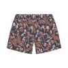 Playaluxe Men's Brown Tulum Volley Swim Trunk Tobacco Flower In Brown