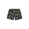 Playaluxe Men's Green / Blue Tulum Volley Swim Trunk Green Botanical In Green/blue