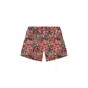 Playaluxe Men's Red / Green Tulum Volley Swim Trunk Coral Calypso In Red/green