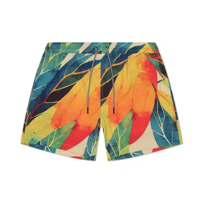Playaluxe Men's Tulum Volley Swim Trunk Tropical Yellow In Multi