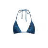 Playaluxe Women's Blue / Black Waikiki Triangle Bikini Top Blue Leaf In Black/blue