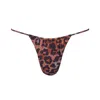 Playaluxe Women's Black / Brown Capri Leopard Ruched String Bikini Bottom