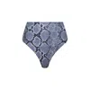 Playaluxe Women's Grey / Black Palermo High Waist Bikini Bottom Snake In Black/grey