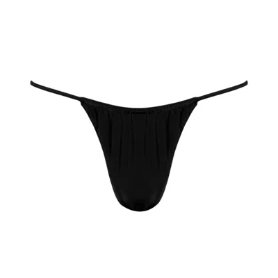 Playaluxe Women's Capri Black Ruched String Bikini Bottom