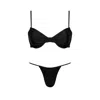 Playaluxe Women's Capri Black Ruched Underwire String Bikini Set