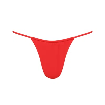 Playaluxe Women's Capri Red Ruched String Bikini Bottom