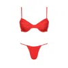 Playaluxe Women's Capri Red Ruched Underwire String Bikini Set