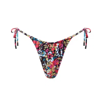 Playaluxe Women's Purple / Red Waikiki Side-tie Bikini Bottom Red Confetti In Multi