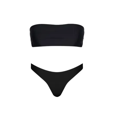 Playaluxe Women's Santorini Black Seamless Bandeau Bikini Set