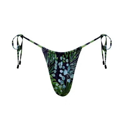 Playaluxe Women's Waikiki Side-tie Bikini Bottom Green Palm In Multi