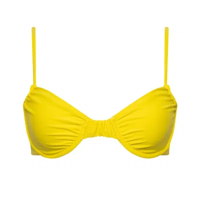 Playaluxe Women's Yellow / Orange Capri Yellow Ruched Underwire Bikini Top