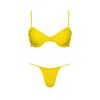 Playaluxe Women's Yellow / Orange Capri Yellow Ruched Underwire String Bikini Set