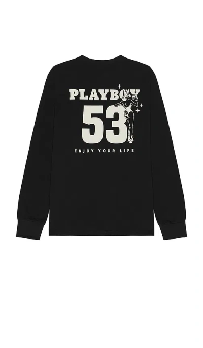 Playboy 53 Long Sleeve Tee In 黑色