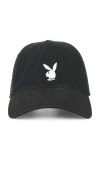 Playboy Adjustable Rabbit Head Logo Hat In Black