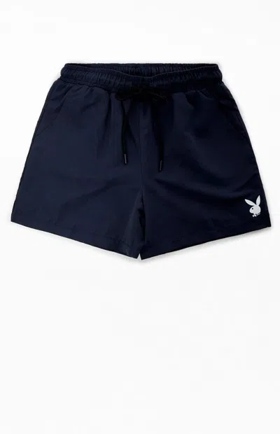 Playboy By Pacsun Logo 5" Swim Trunks In Navy In Blue