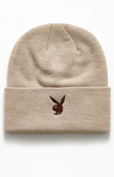 Playboy By Pacsun Logo Beanie In Tan In Brown