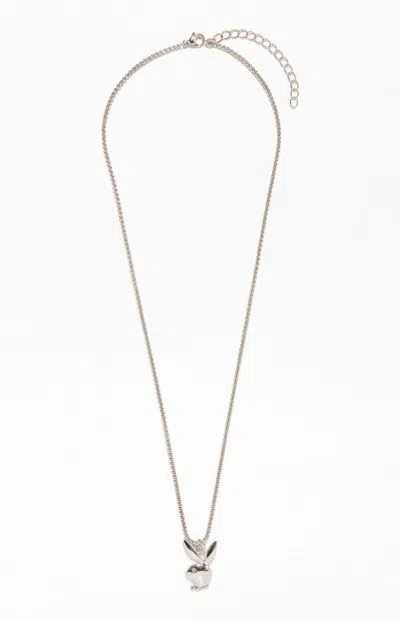 Playboy By Pacsun Men's Bunny Necklace In Silver In Pink