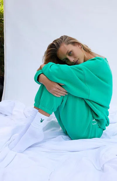 Playboy By Pacsun Women's Bunny Crew Socks In White/green In Multi