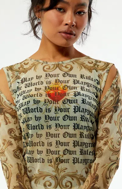 Playboy By Pacsun Women's Mesh Long Sleeve Top In Multi
