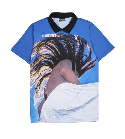 Pre-owned Playboy X Pleasures Sky Soccer Jersey (blue)