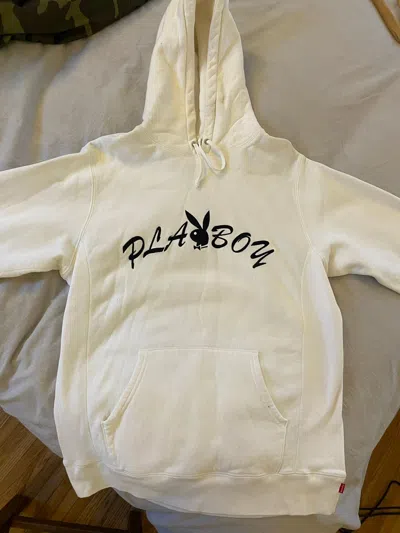 Pre-owned Playboy X Supreme “playboy” Hoodie In White