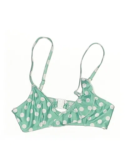 Pre-owned Playful Promises Swimsuit Top Green Polka Dots Pattern Swimwear