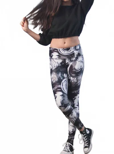 Playground Funkytown Printed Leggings In Black & White In Gray