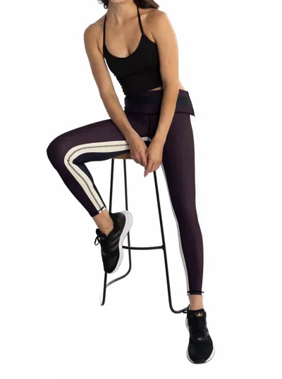 Playground Jump Track Leggings In Teddy Bear Brown/black In Purple