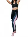 Playground Women's Fame Pink Track Mid Rise Legging In Black Multi In Blue