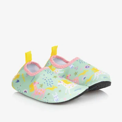 Playshoes Kids' Girls Green Unicorn Aqua Shoes