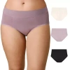 Playtex Cotton Stretch 3-pack Tummy Control Moisture-wicking Hipster Underwear Uscshs In Purple