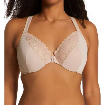 Playtex Front Close No Poke Dreamwire Bra In Taupe In White