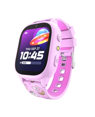 Playzoom 4 Kids Fuchsia Leather Silicone Strap Smartwatch, 49mm In Pink
