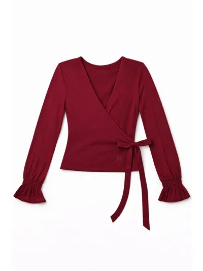 Plc - Planet Loving Company Women's Modal Long-sleeve Wrap - Red In White