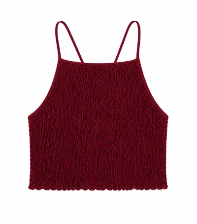 Plc - Planet Loving Company Women's Modal Smocked Top - Red In Burgundy